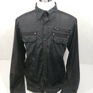 Akcess Ak:Cess Long Sleeve Black Plaid Pearl Snap Button Front Shirt Mens L